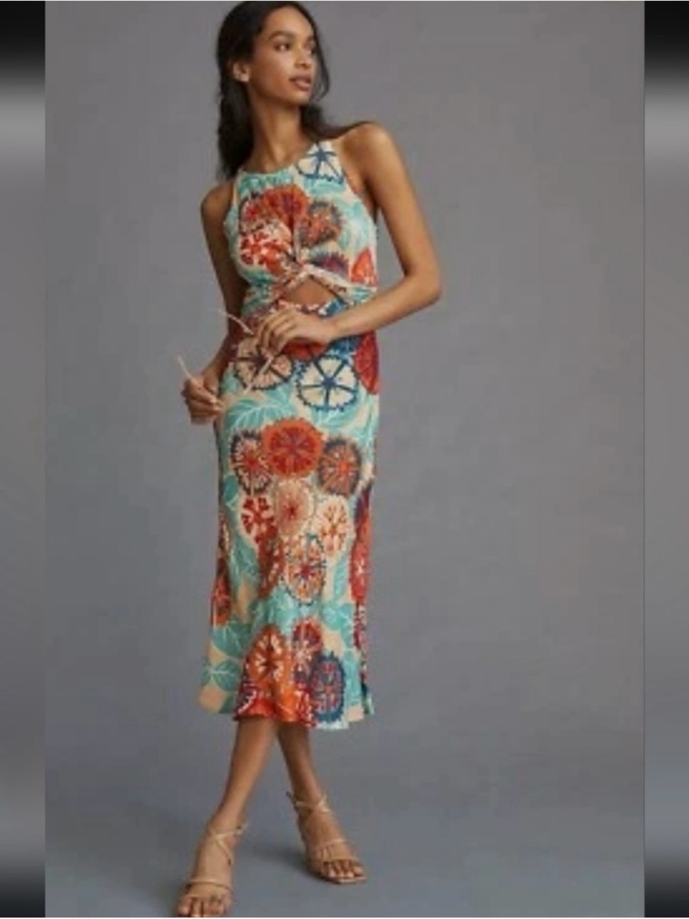 Anthropologie Conditions Apply Halter Bias Slim Midi Dress Size S